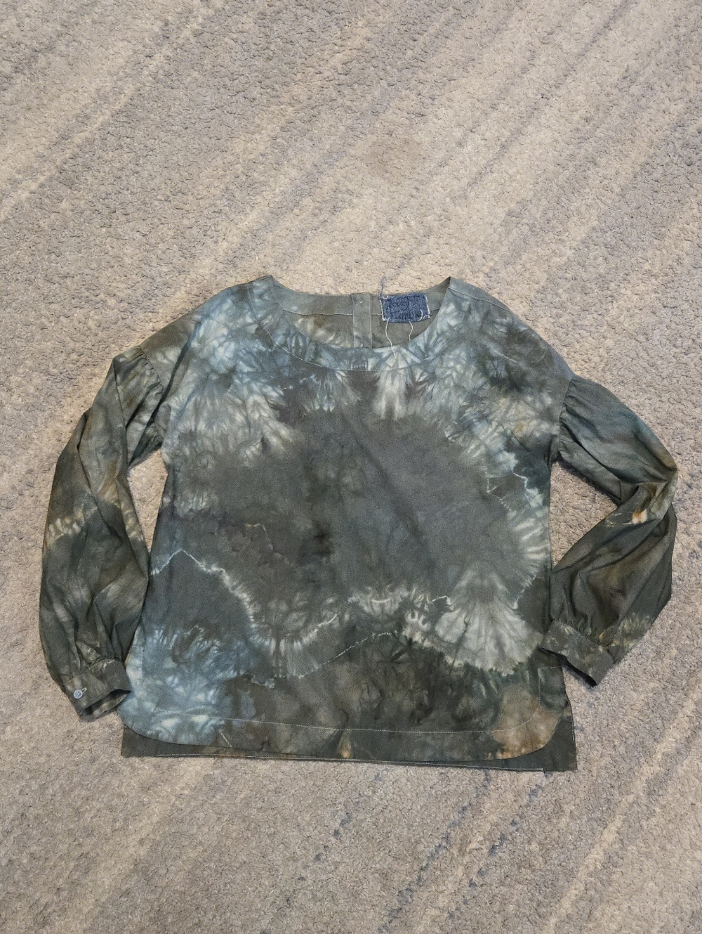 Rough & Tumble by Makié New York Tie Dye Blouse Top Green Boho Artisan M/L